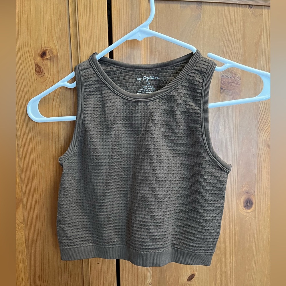 Brown crop tank high neck brand By Together size S/M